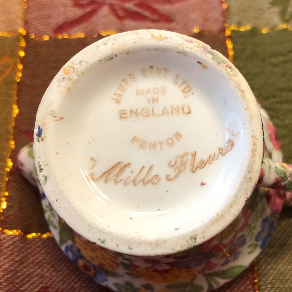 James Kent Ltd. Made in England Fenton Mille Fleurs Small Creamer - Picture 7 of 7